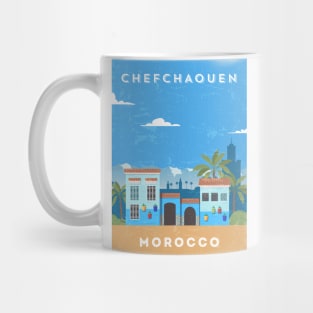 Chefchaouen, Morocco - Retro travel minimalist poster Mug